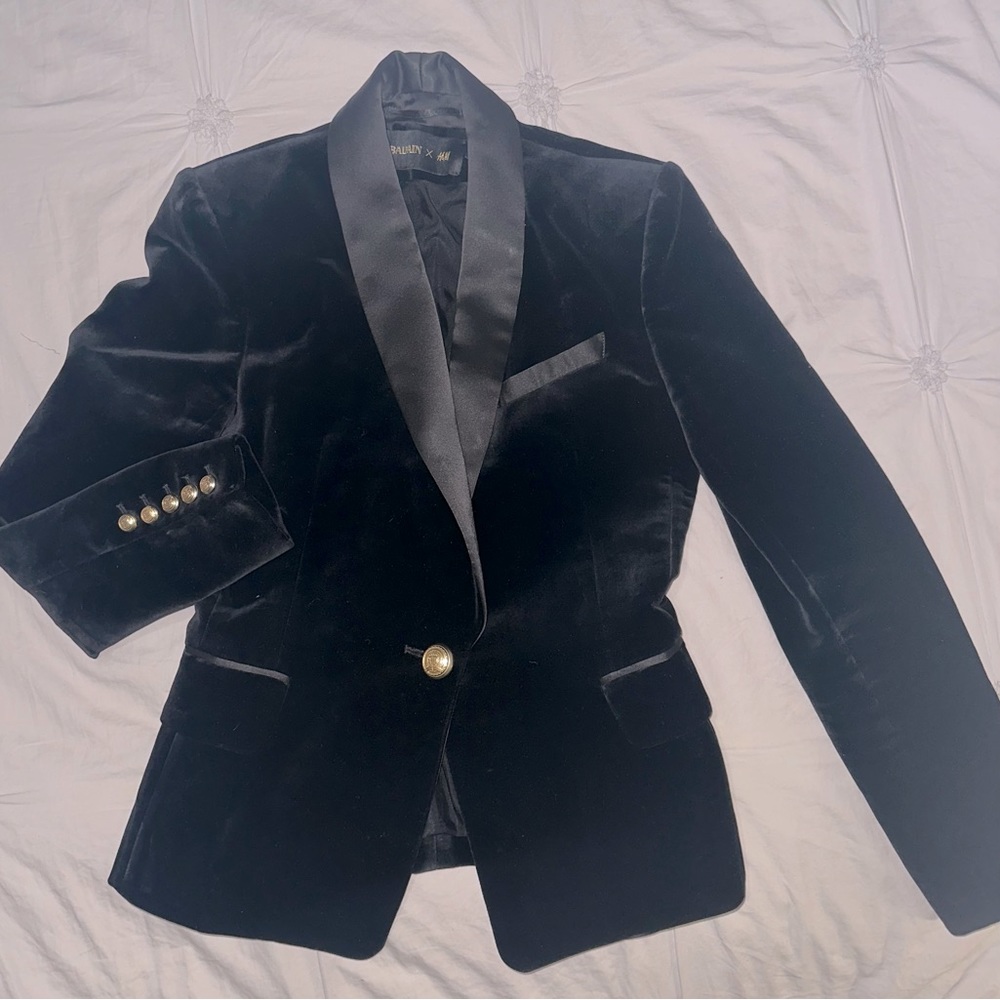 Balmain x H&M Black Velvet Blazer